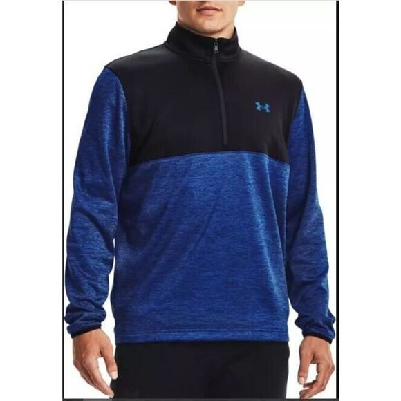 Under Armour 1369586 432 Men's Sz S Tech Blue Fleece Colorblock 1/2 Zip Pullover - Picture 6 of 6